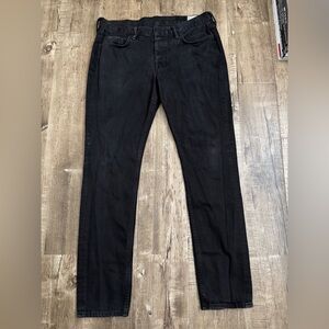 AllSaints Black Crow Cigarette Fit Slim Fit Button Fly Denim